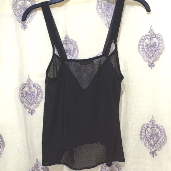 CHLOE K BLACK POLKA- DOT LACE SCOOP NECK TANK TOP SZ XS - Picture 3 of 7